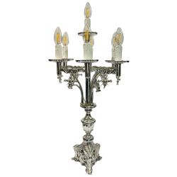 Lmpara de mesa litrgica en metal plateado con...