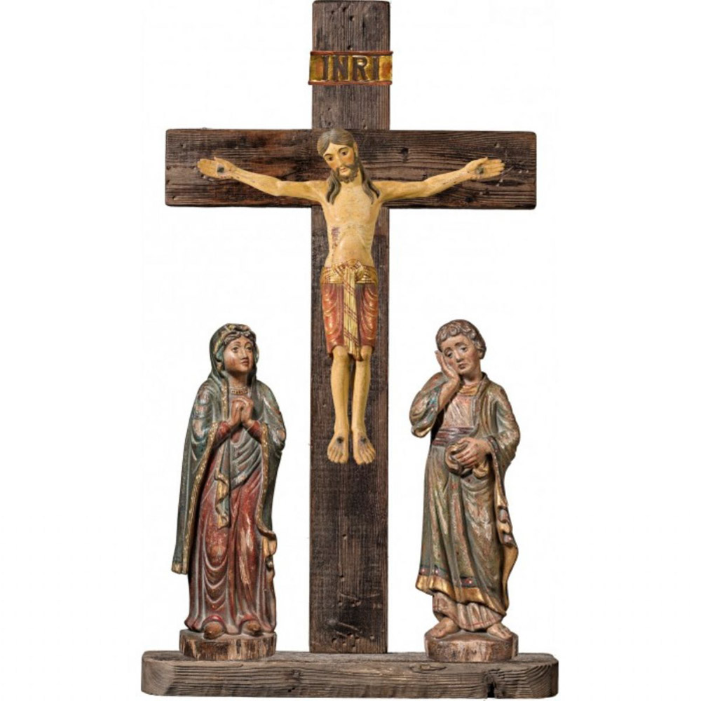 Crucifixi�n rom�nica - Talla de madera Val Gardena