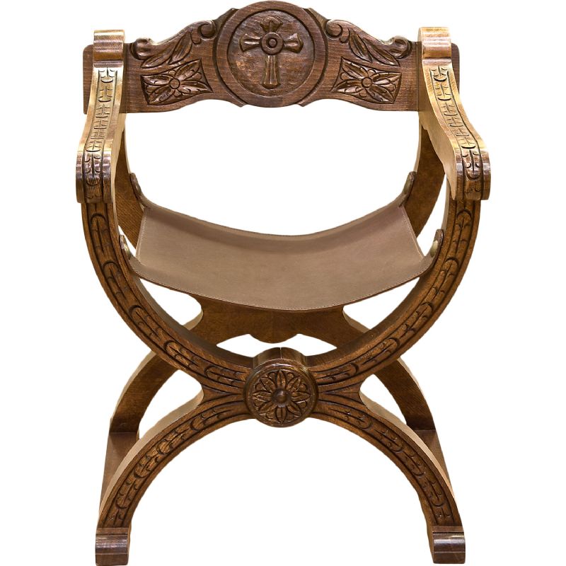 Jamuga con cruz central en madera tallada y barnizada - 76 x 58 x 54 cm - Tallistas Espa�oles