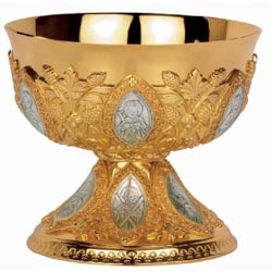 Copn-patena en metal bicolor con relieves de...