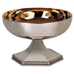 Copn-patena en metal plateado con base hexag...
