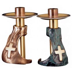Candelero alto en bronce moderno de Artesana...