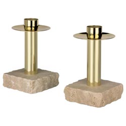 Candelero moderno en latn y mrmol travertin...