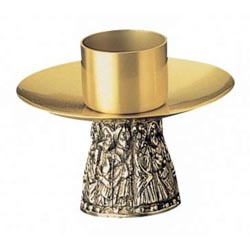Candelero artstico en metal con escena en re...