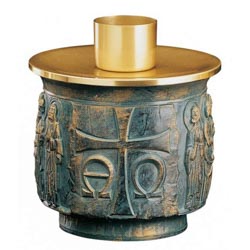 Candelero moderno en resina bronceada con sm...