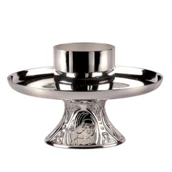 Candelero romnico en metal plateado a juego co...