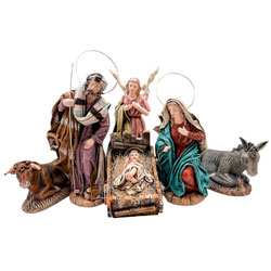 Nacimiento hebreo de 6 piezas - barro y tela na...