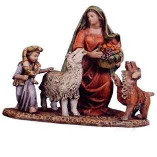 Samaritana con perro y nio con cordero