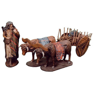 Figura, carreta y bueyes(4piezas)