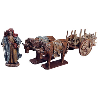 Figura, carreta y bueyes(4piezas)