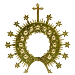 Corona con estrellas y cruz en metal dorado
