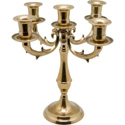 Candelabro de 5 brazos en latn pulido