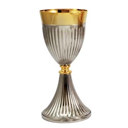 Cliz en metal bitonal con decoracin acanala...