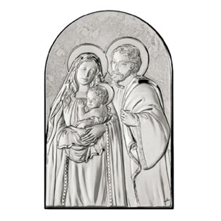 Icono de la Sagrada Familia en plata de ley s...