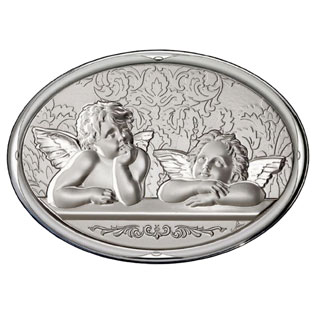 Icono ngeles en plata de ley sobre tabla de ...