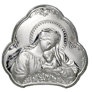 Icono pequeo Virgen con Nio en plata de ley...