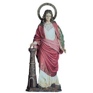 Imagen de Santa Brbara en pasta de madera co...