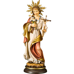 Imagen de San Luis con aureola en talla de ma...