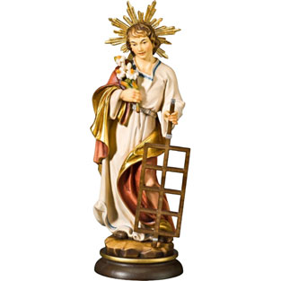 Imagen de San Lorenzo con aureola en talla de...