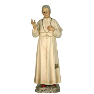 Imagen de San Po X en pasta de madera con oj...