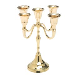 Candelabro de 5 brazos en latn dorado Altura...
