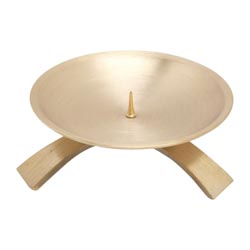 Candelero de 3 pies en latn dorado mate con ...