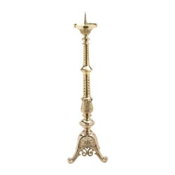 Candelero de altar en latn dorado pulido Alt...