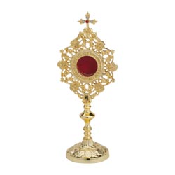 Relicario de mesa calado con cruz esmaltada