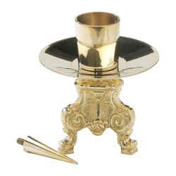 Candelero de 3 pies en latn dorado Altura 13...