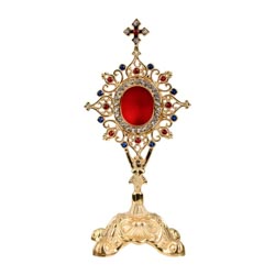 Relicario calado con piedras y cruz decorada