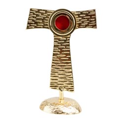 Relicario de mesa en forma de cruz Tau