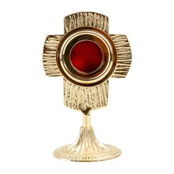 Relicario de mesa en cruz texturizada