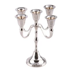 Candelabro de 5 brazos en metal niquelado Alt...