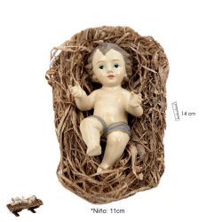 Nio jesus en cuna paja 11 cm