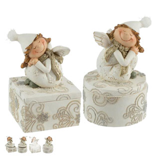 Caja ngel blanco y oro 9 cm 2 surtidos. Prec...