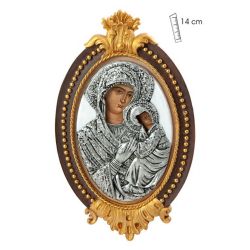 Icono plateado colgar virgen c/nio