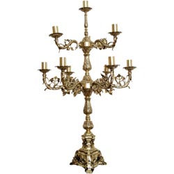 Candelabro de 10 luces en metal dorado de 130...