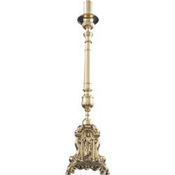 Candelero clsico de altar en metal dorado co...