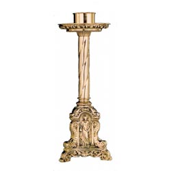 Candelero clsico de altar en metal dorado co...