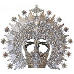 Corona para virgen plateada 50 cm dimetro.