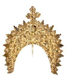 Diadema 27 cm an x 23 cm al vano de oro