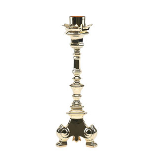 Candelero barroco en metal dorado de 25 cm