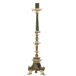 Candelero de pie barroco en metal dorado de 8...