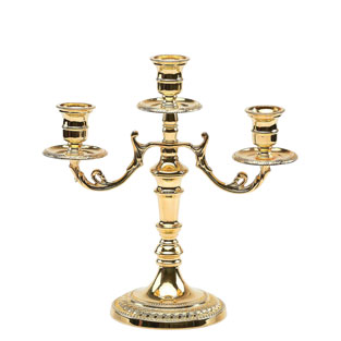Candelabro clsico de 3 brazos en metal dorad...