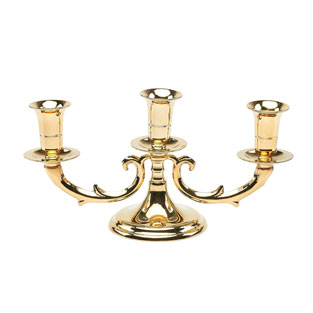 Candelabro bajo de 3 brazos en metal dorado d...