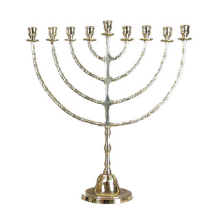 Candelabro de Januc con 9 luces en metal dor...