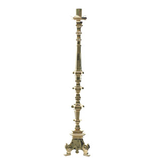 Candelero de pie barroco en metal dorado de 1...