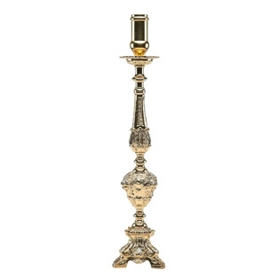 Candelero barroco en metal dorado de 50 cm co...