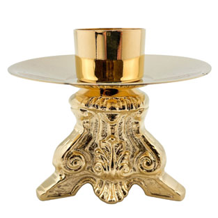 Candelero barroco en metal dorado con plato de ...