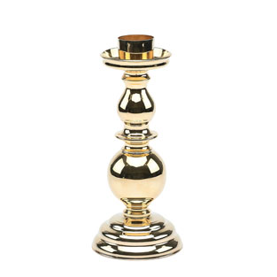 Candelero para cera lquida en metal dorado d...